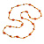 Long Orange/ Peach/ Transparent Glass Bead Shell Nugget Floral Necklace - 132cm Length