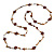 Long Brown/ White/ Bronze Coloured Glass Bead Sea Shell Floral Necklace - 132cm Length - view 2