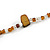Long Brown/ White/ Bronze Coloured Glass Bead Sea Shell Floral Necklace - 132cm Length - view 7