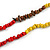 Red/ Yellow/ Brown Wood and Semiprecious Stone Long Necklace - 96cm Long - view 4