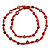 Long Red/ Maroon Wood, Glass, Bone Beaded Necklace - 108cm L - view 4