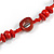 Long Red/ Maroon Wood, Glass, Bone Beaded Necklace - 108cm L - view 6