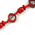 Long Red/ Maroon Wood, Glass, Bone Beaded Necklace - 108cm L - view 7