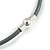 Mouse Grey Leather with Light Silver Scratched Gradusted Disks Magnetic Necklace - 47cm L - view 7