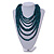 Multistrand Layered Bib Style Wood Bead Necklace In Teal Green - 40cm Shortest/ 70cm Longest Strand - view 2