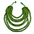 Multistrand Layered Bib Style Wood Bead Necklace In Lime Green - 40cm Shortest/ 70cm Longest Strand