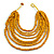 Multistrand Layered Bib Style Wood Bead Necklace In Yellow - 40cm Shortest/ 70cm Longest Strand
