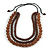 Chunky 3 Strand Layered Resin Bead Cord Necklace In Brown/ Taupe - 60cm up to 70cm Adjustable