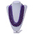 Chunky 3 Strand Layered Resin Bead Cord Necklace In Purple - 60cm up to 70cm Adjustable - view 2