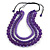 Chunky 3 Strand Layered Resin Bead Cord Necklace In Purple - 60cm up to 70cm Adjustable