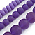 Chunky 3 Strand Layered Resin Bead Cord Necklace In Purple - 60cm up to 70cm Adjustable - view 4