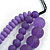 Chunky 3 Strand Layered Resin Bead Cord Necklace In Purple - 60cm up to 70cm Adjustable - view 6