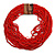 Statement Multistrand Red Glass Bead Necklace with Wood Closure - 60cm Long - view 3