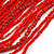 Statement Multistrand Red Glass Bead Necklace with Wood Closure - 60cm Long - view 4