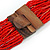 Statement Multistrand Red Glass Bead Necklace with Wood Closure - 60cm Long - view 7