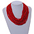 Statement Multistrand Red Glass Bead Necklace with Wood Closure - 60cm Long - view 2