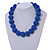 Chunky Royal Blue Glass Bead Ball Necklace - 54cm Long - view 2