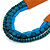 Handmade Multistrand Wood Bead and Leather Bib Style Necklace in Teal/ Blue - 64cm Long - view 4
