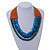 Handmade Multistrand Wood Bead and Leather Bib Style Necklace in Teal/ Blue - 64cm Long - view 2