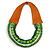 Handmade Multistrand Wood Bead and Leather Bib Style Necklace in Green - 64cm Long