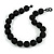 Chunky Black Glass Bead Ball Necklace - 54cm Long