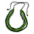 3 Strand Layered Wood Bead Cord Necklace In Green - 44cm up to 56cm Adjustable