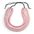 Chunky 3 Strand Layered Resin Bead Cord Necklace In Baby Pink/ Light Pink - 60cm up to 70cm Adjustable