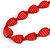Long Red Wood Heart Bead Black Cord Necklace - 86cm Long - view 4