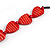 Long Red Wood Heart Bead Black Cord Necklace - 86cm Long - view 5