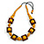 Chunky Square and Round Wood Bead Cotton Cord Necklace ( Yellow/ Brown) - 76cm L