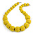 Chunky Lemon Yellow Glass Bead Ball Necklace with Silver Tone Clasp - 60cm L