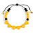 Yellow/ Black Resin Bead Geometric Cotton Cord Necklace - 44cm L - Adjustable up to 50cm L