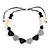 Black/ White/ Grey Resin Bead Geometric Cotton Cord Necklace - 44cm L - Adjustable up to 50cm L