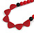 Red/ Black Resin Bead Geometric Cotton Cord Necklace - 44cm L - Adjustable up to 50cm L - view 3
