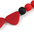 Red/ Black Resin Bead Geometric Cotton Cord Necklace - 44cm L - Adjustable up to 50cm L - view 4
