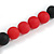 Red/ Black Resin Bead Geometric Cotton Cord Necklace - 44cm L - Adjustable up to 50cm L - view 5
