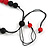 Red/ Black Resin Bead Geometric Cotton Cord Necklace - 44cm L - Adjustable up to 50cm L - view 6