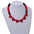 Red/ Black Resin Bead Geometric Cotton Cord Necklace - 44cm L - Adjustable up to 50cm L - view 2