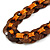 Brown Wood Ring with Orange Silk Ribbon Necklace - 49cm L/ 20cm L Ribbon Ext - view 5