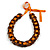 Brown Wood Ring with Orange Silk Ribbon Necklace - 49cm L/ 20cm L Ribbon Ext - view 3