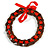 Brown Wood Ring with Red Silk Ribbon Necklace - 49cm L/ 20cm L Ribbon Ext
