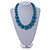 Chunky Light Blue Glass Bead Ball Necklace with Silver Tone Clasp - 60cm L - view 2