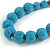 Chunky Light Blue Glass Bead Ball Necklace with Silver Tone Clasp - 60cm L - view 6