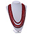 3 Strand Dark Red Resin Bead Black Cord Necklace - 80cm L - Chunky - view 2