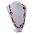 Long Red Pearl, Shell and Resin Ring with Silver Tone Chain Necklace - 104cm Long - view 2