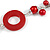 Long Red Pearl, Shell and Resin Ring with Silver Tone Chain Necklace - 104cm Long - view 5