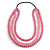 3 Strand Powder Pink Resin Bead Black Cord Necklace - 80cm L - Chunky