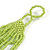 Statement Long Layered Multistrand Glass Bead and Semiprecious Stone Necklace In Lime Green - 86cm Long - view 5