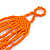 Statement Long Layered Multistrand Glass Bead and Semiprecious Stone Necklace In Orange - 84cm Long - view 5