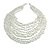 Statement Long Layered Multistrand Glass Bead and Semiprecious Stone Necklace In Snow White - 86cm Long